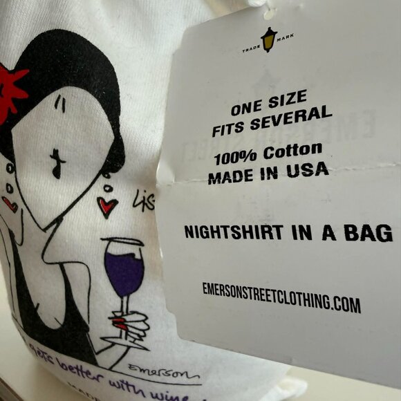 Emerson Street “Age Gets Better With Wine” Nightshirt | O/S | 100% Cotton | NWT - Picture 3 of 4